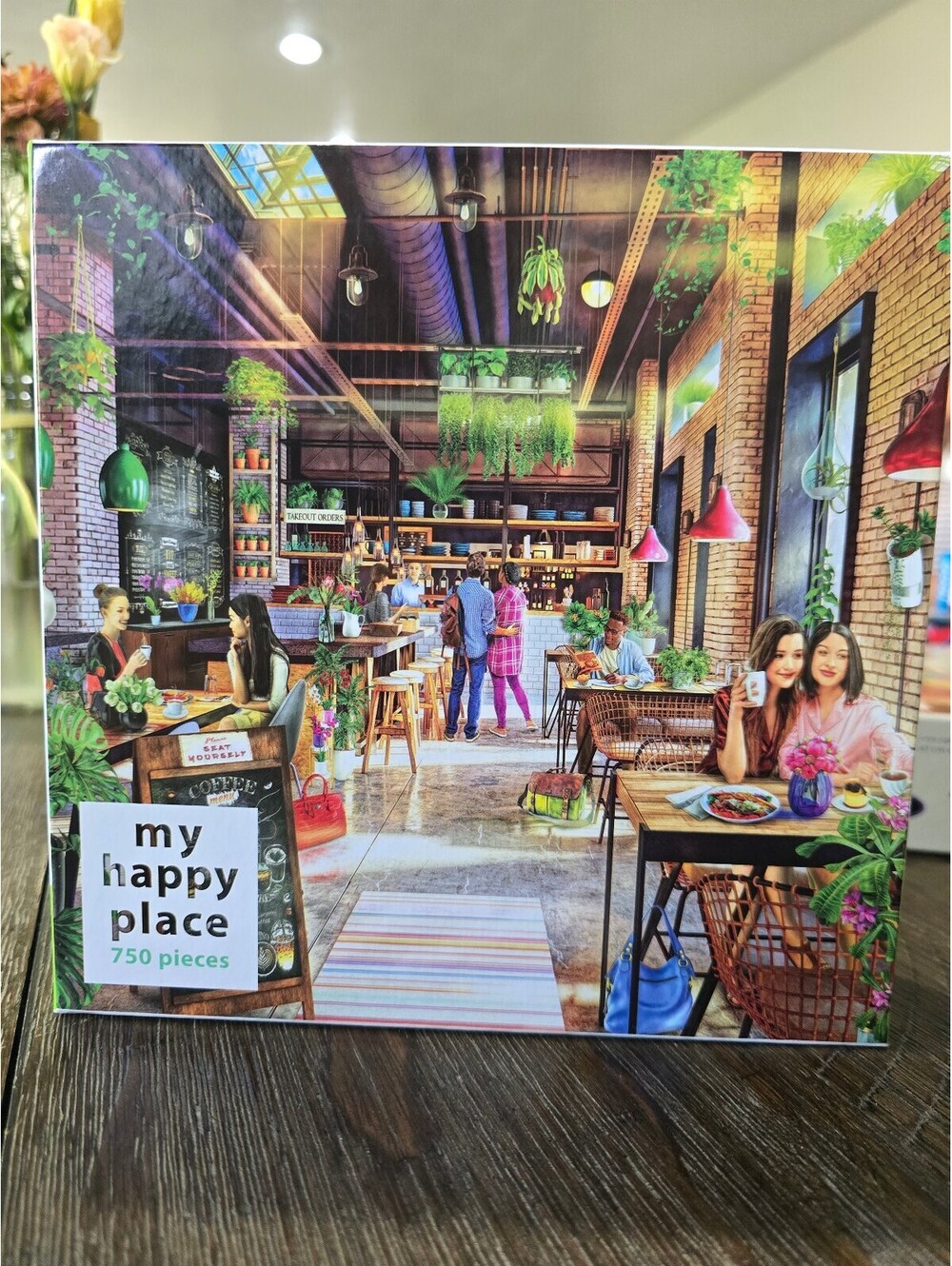 RoseArt My Happy Place The Neighborhood Cafe 750 Pc Jigsaw Puzzle NEW Complete